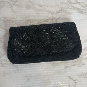 Vtg Fuji bag Elegant Black hand Beaded Clutch bag glam cute luxury